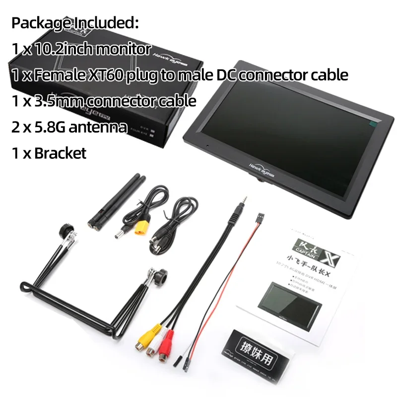 

Hawkeye Little Pilot Captain X FPV Monitor With DVR 5.8G 60CH 10.2 inch Dual Receiver HDMI NTSC/PAL Auto Search For RC FPV Drone
