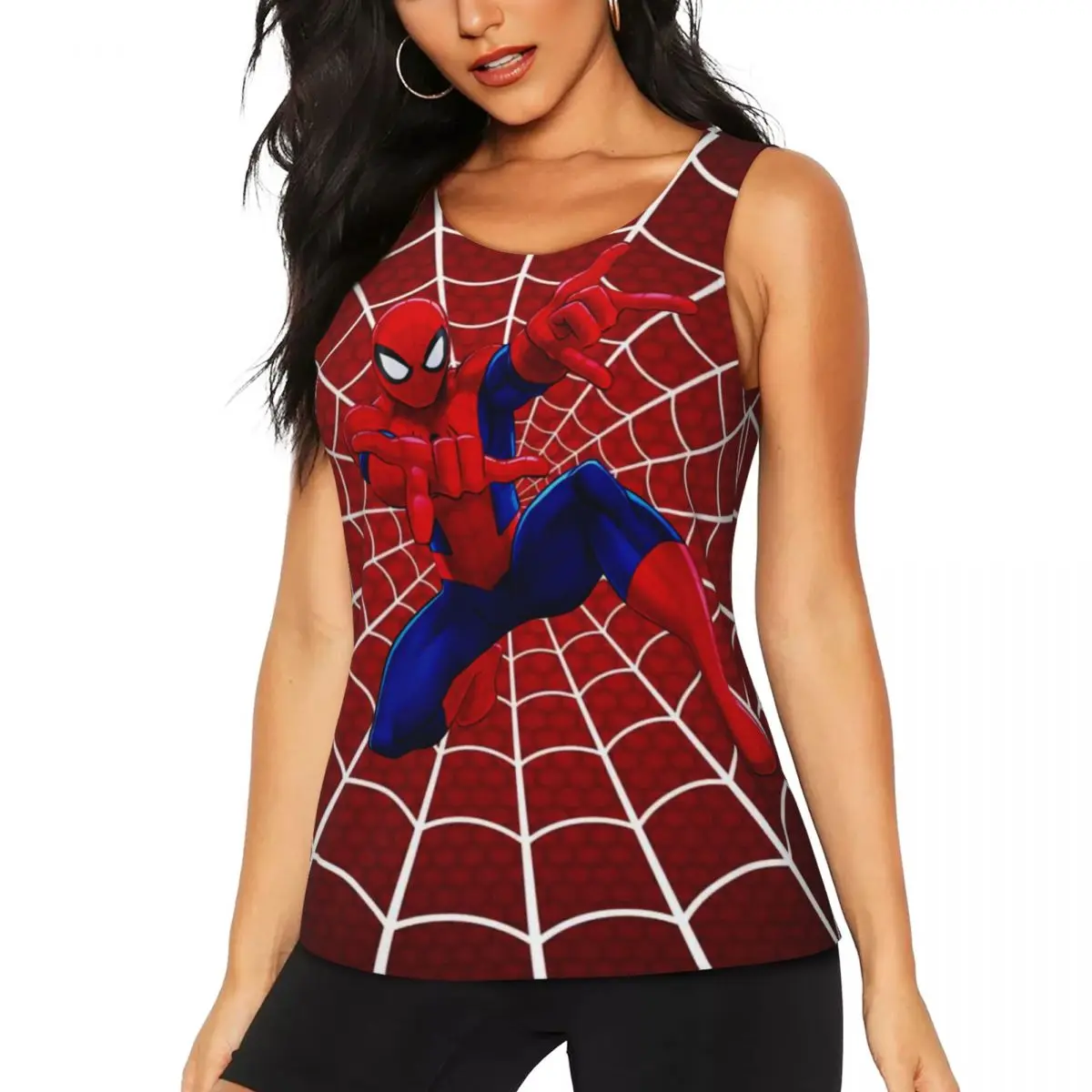 Custom Women's Spider Man Workout Yoga Shirt Quick Dry Gym Running Tank Tops