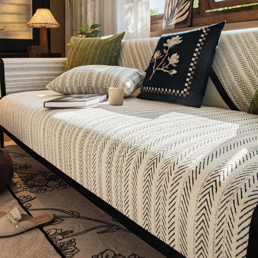 1pc French Style Sofa Cover Straight Sofa Throw Blanket Machine Washable Four Seasons Universal Couch Protector Covers