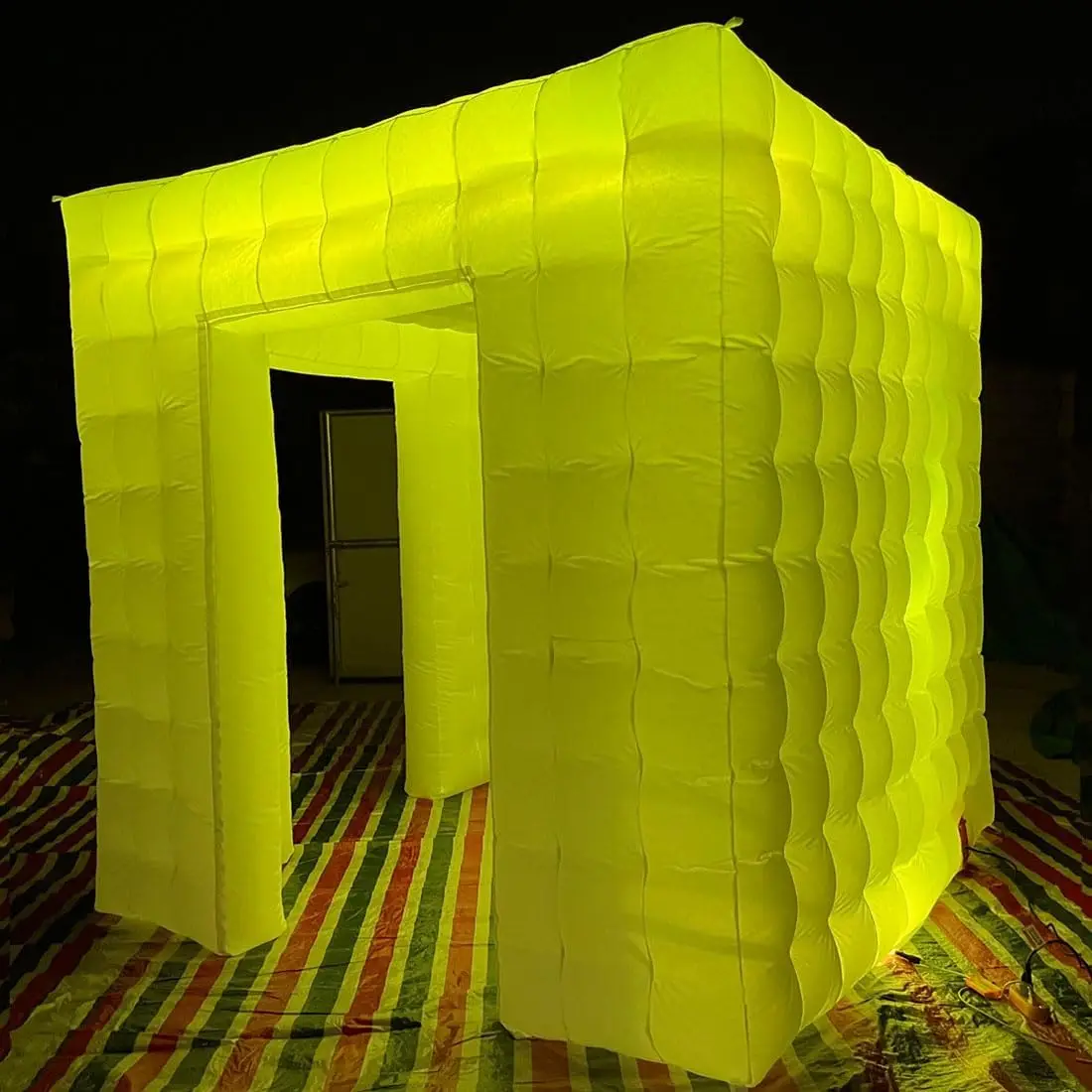 Portable Inflatable Photo Booth Enclosure Cube Selfie Photobooth Tent Backdrop With 2 Doors And Led Light For Wedding Party Even