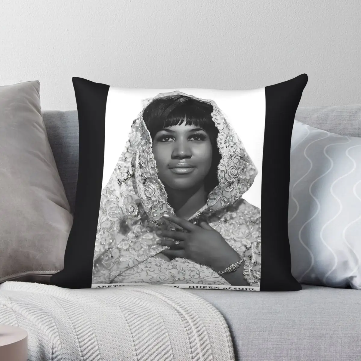 Aretha Franklin Queen Of Soul Square Pillowcase Polyester Linen Velvet Printed Zip Decor Throw Pillow Case Home Cushion Cover