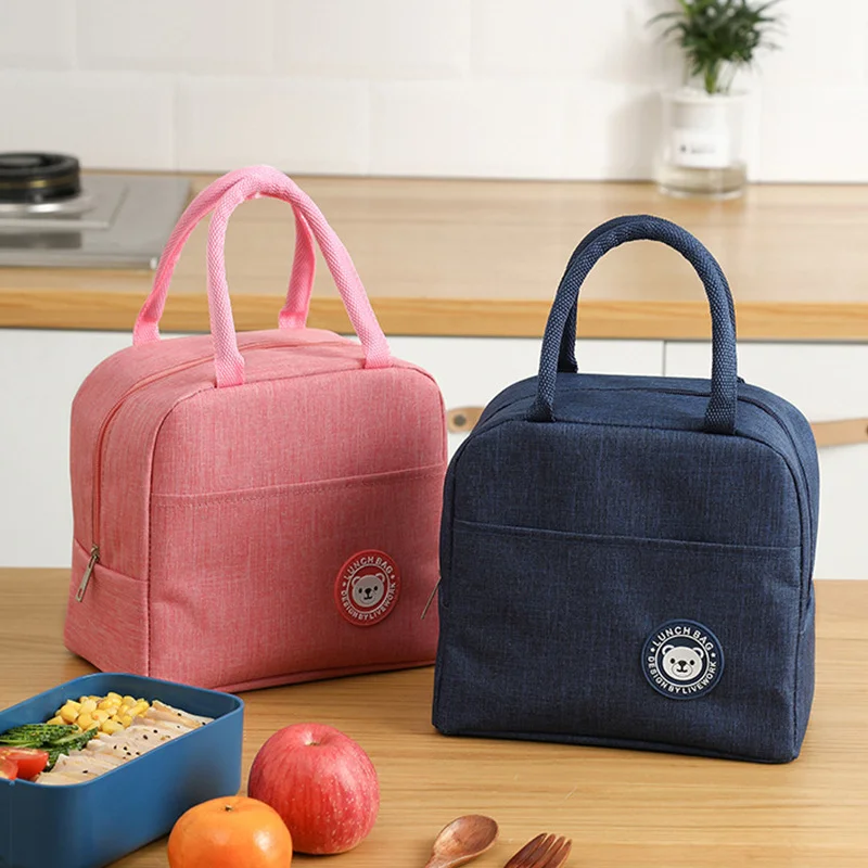 Lunch Bag Lunch Box Thermal Insulated Canvas Tote Pouch Kids School Bento Portable Dinner Container Picnic Food Storage Bags