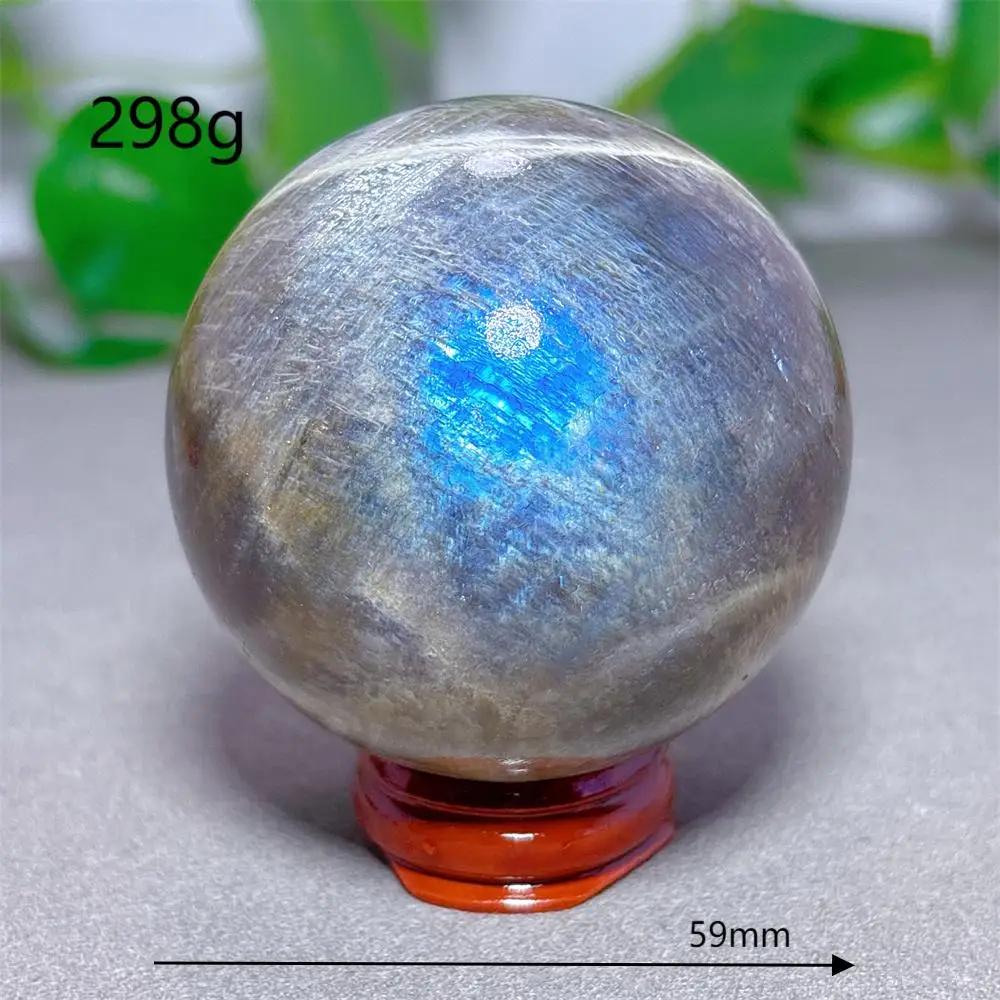 Blauwe Maansteen Bol Kristal Natuursteen Kwarts Mineralen Huisdecoratie Reiki Tuingeschenken Energie Genezing Geluk Liefde +Stand