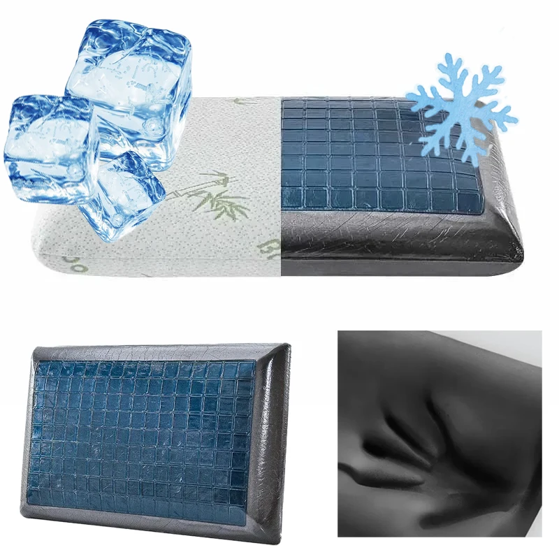

Double Sided Gel Cooling Memory Foam Pillow Summer Ice Feel Bamboo Charcoal Orthopedic Neck Pain Relief Pillow with Pillowcase