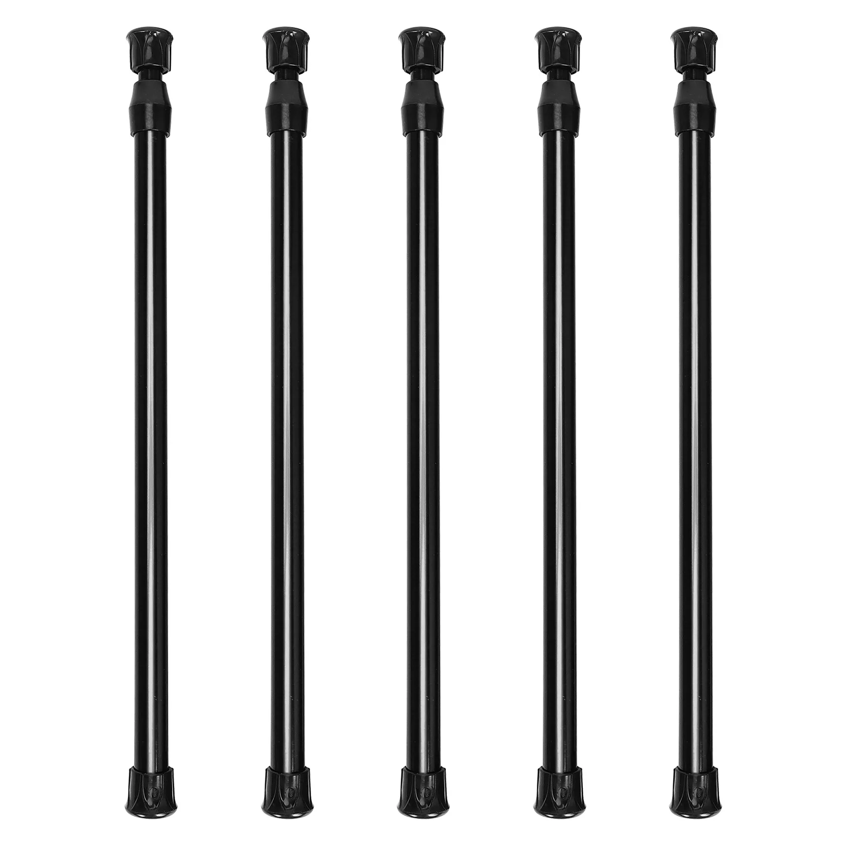 5 Pack Cupboard Bars Tensions Rod Spring Curtain Rod for DIY Projects, Extendable Width, 11.81 to 20 Inches (Black)