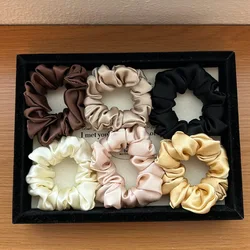 Women 100% Pure Mulberry Silk Hair Tie White Silk Scrunchies Girls Elastics Hair Rubber Band Solid Color hair rope chouchou soie