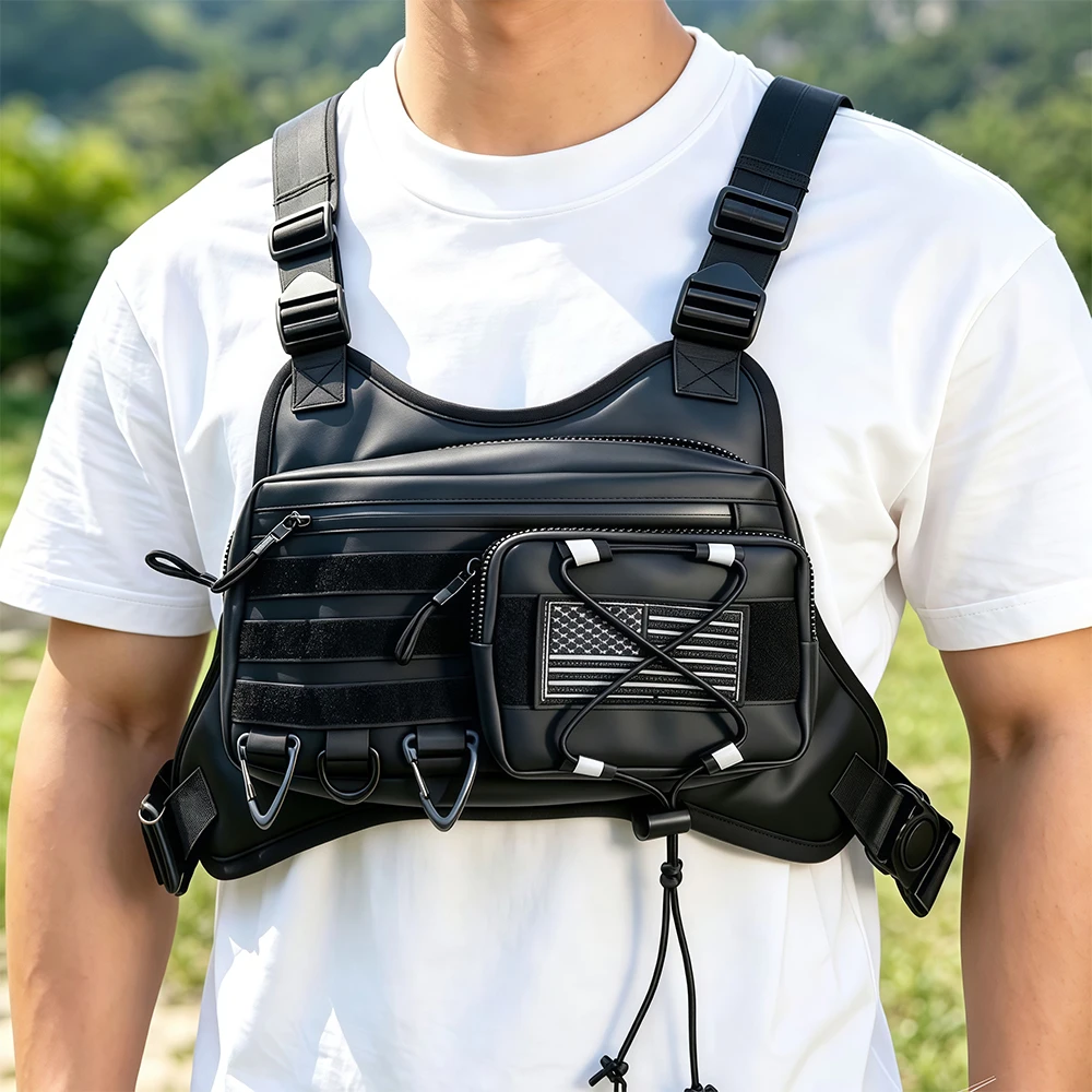 1Pcs Outdoor Sports Chest Bag for Men, Chest Vest Holster Fits Most Pistols, EDC Travel Chest Pack for Running Hiking Cycling