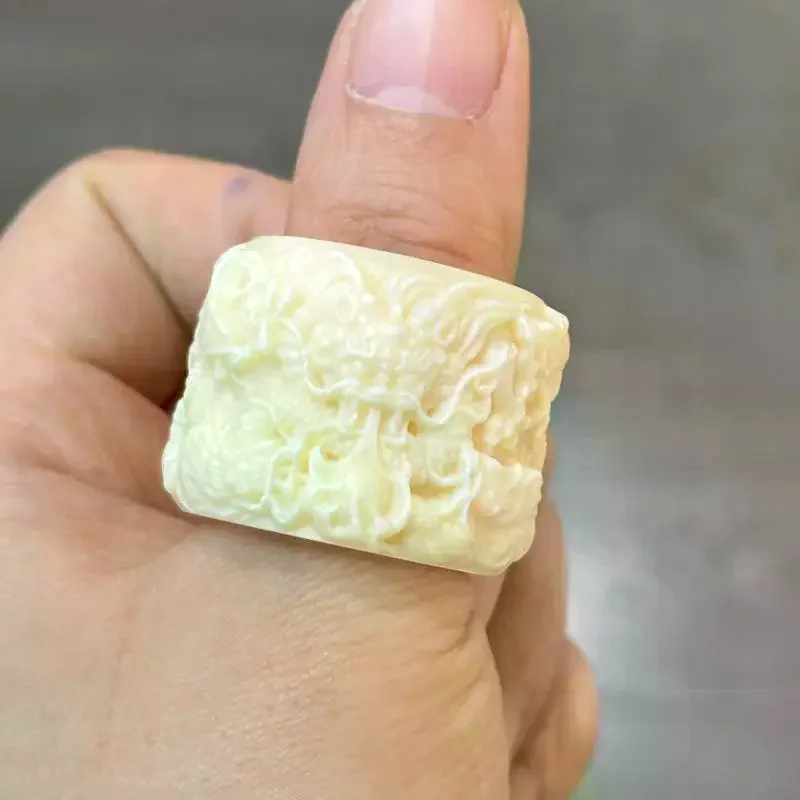 Fruit Like Carved Dragon Thumb Ring Exquisite Details Perfect For Daily Wear Collection And Traditional Gifts Ivory