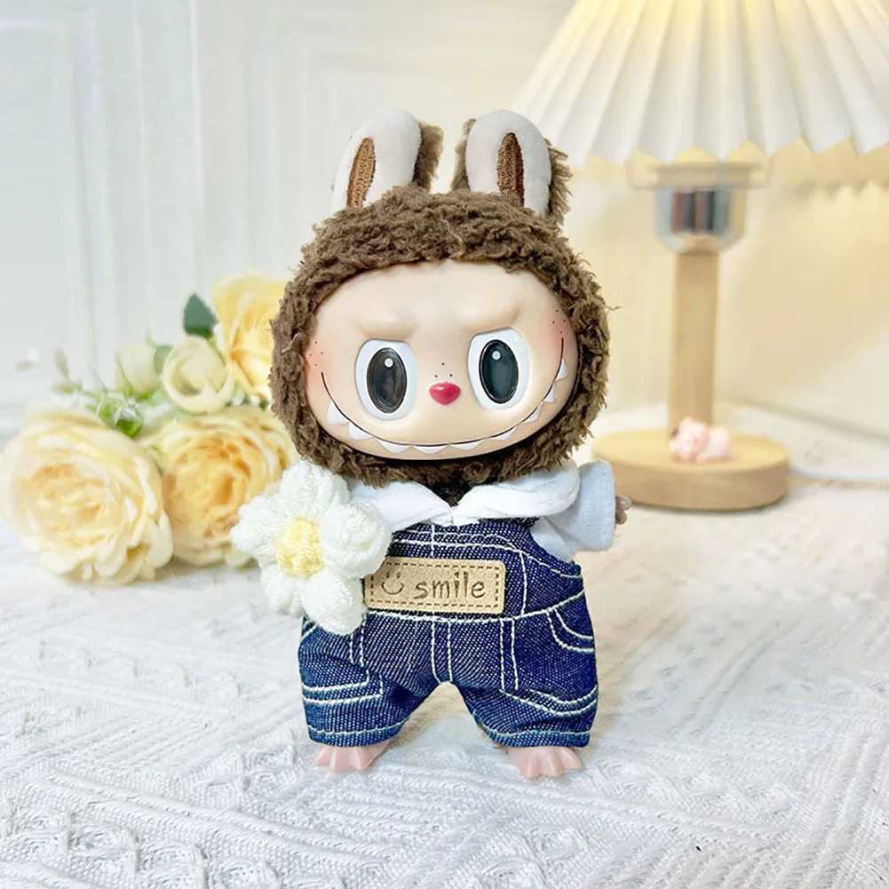 For 17cm Labubu Doll Clothes with Back Pants Hat Shoes Color Match Clothes Suit Dolls Outfit Accessories for Kid Gift