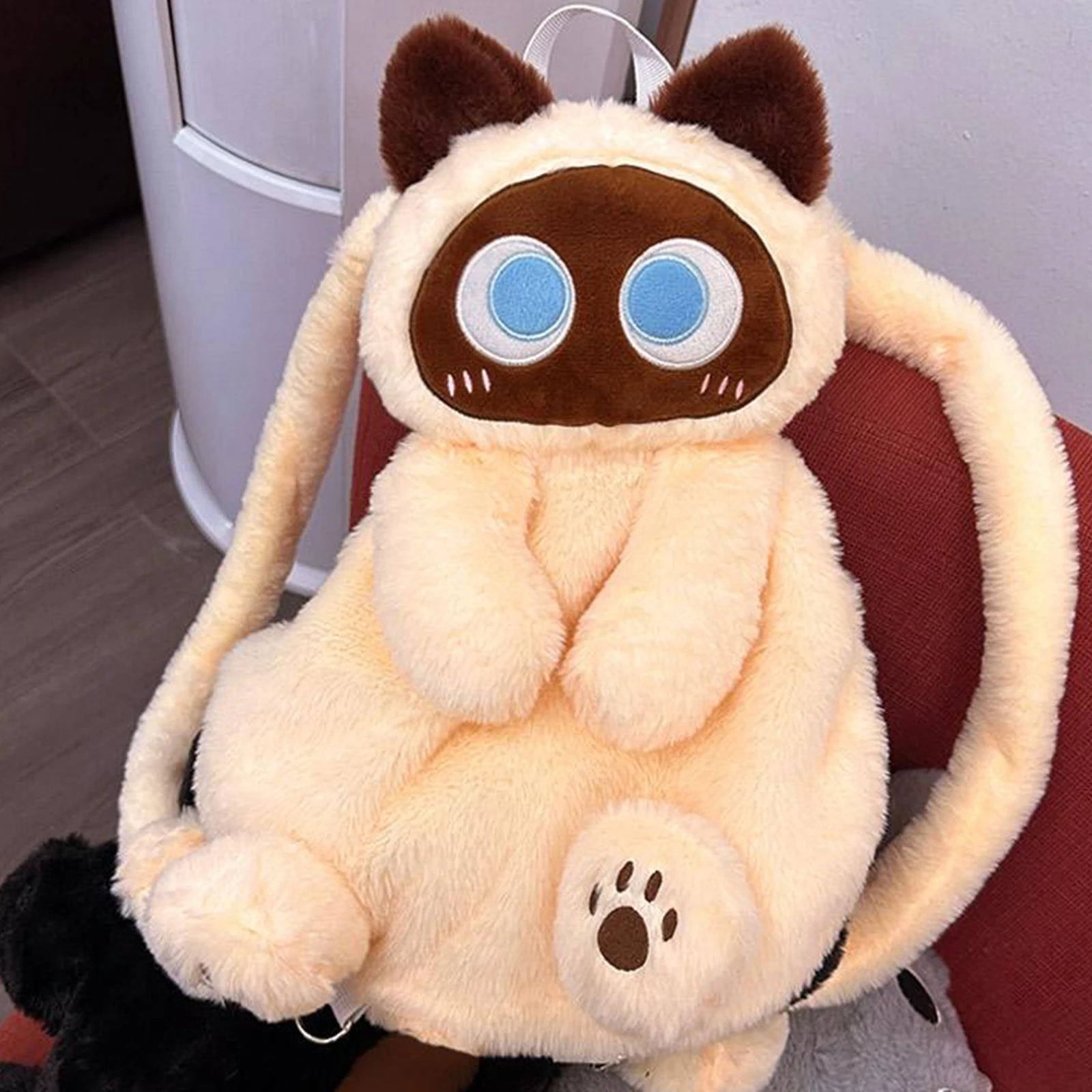 Cute Lovely Design Plush Animal Cat Kitten Backpack Bookbag Rucksack Daypack With Large Capacity Casual Stylish For Kids Adults