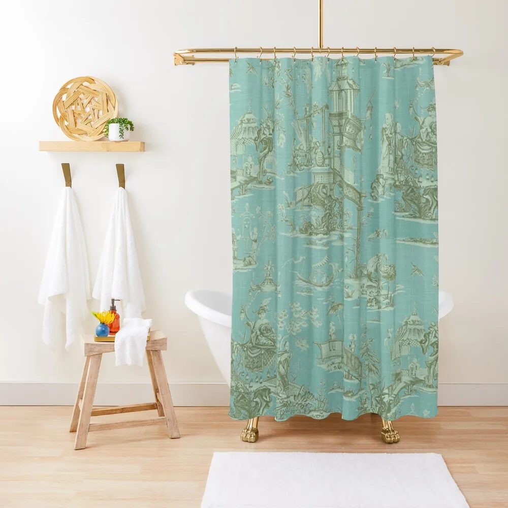 

Aqua Oriental Chioiserie Shower Curtain Bathtub Waterproof Bathroom Shower In The Bathroom Bathroom Accessorys Curtain