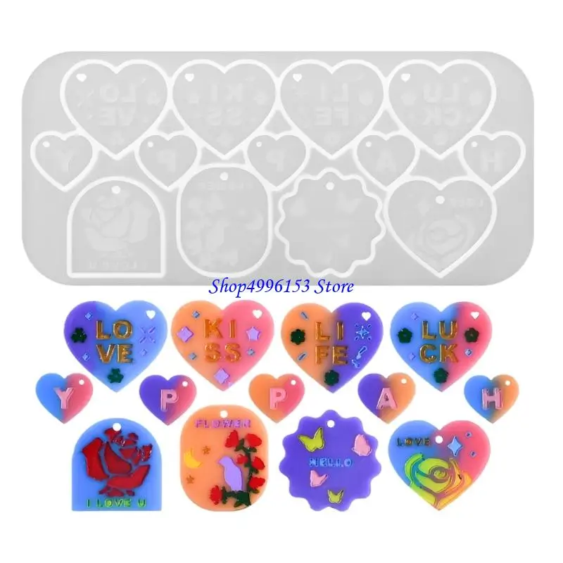 Q0KE High Transparency Silicone Mould for Crafting 3D Heart Pendants Decoration for Valentines Day Creation