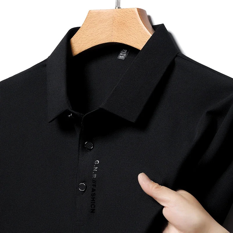 2024 Summer New Men's Business Casual Solid Color Short Sleeved POLO Shirt Comfortable and Cool Fashion T-shirt