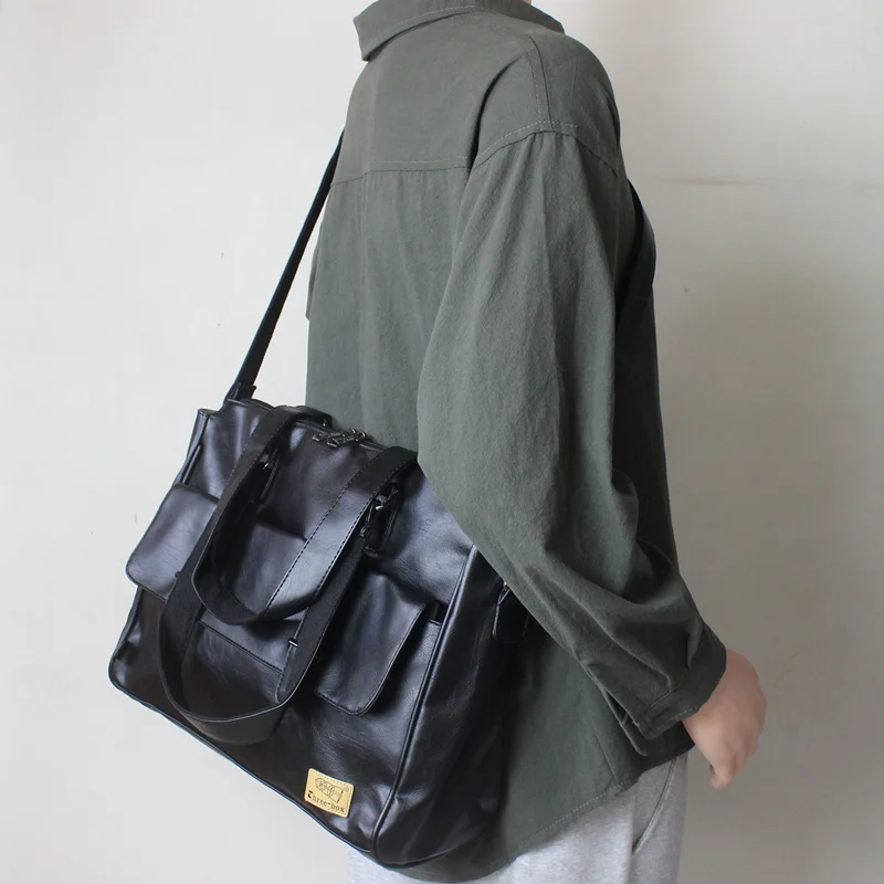 Casual Men's Single Shoulder Bag Large Capacity Travel Bag Handheld Computer Bag Luggage Bag Trendy Bag with Double Strap