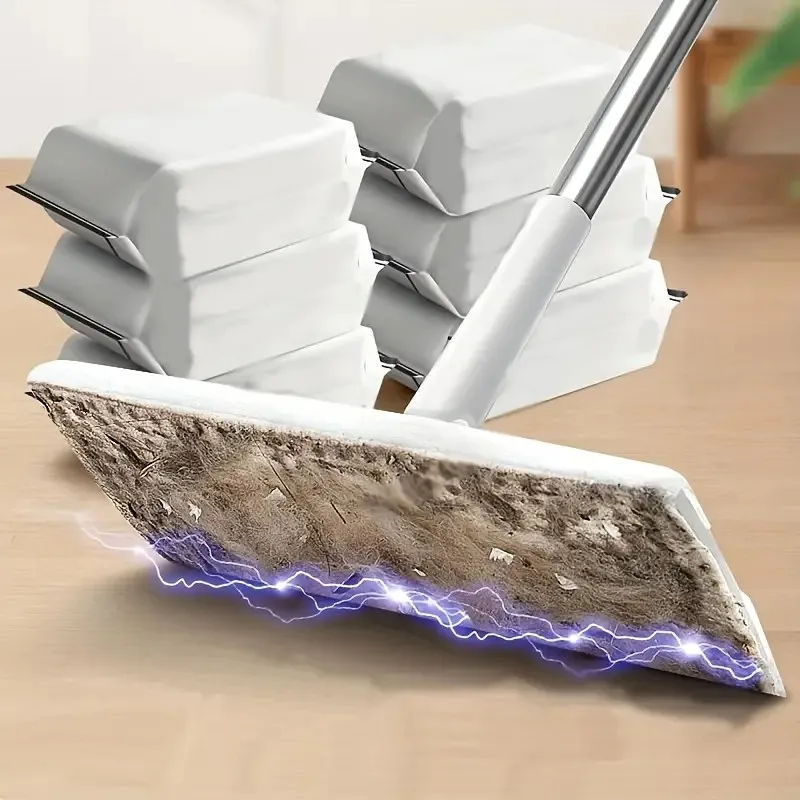 Disposable Electrostatic Dust Removal Mop, Flat Mop, Dry Duster Cloths, Lazy Mop Pads,Household Cleaning Tools for home