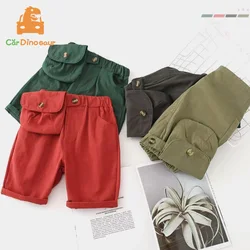 2025 Summer Fashion 2 3 4 5 6 8 10 12 Years Cotton Handsome Big Pocket Design Elastic All Match Cargo Shorts For Kids Baby Boy