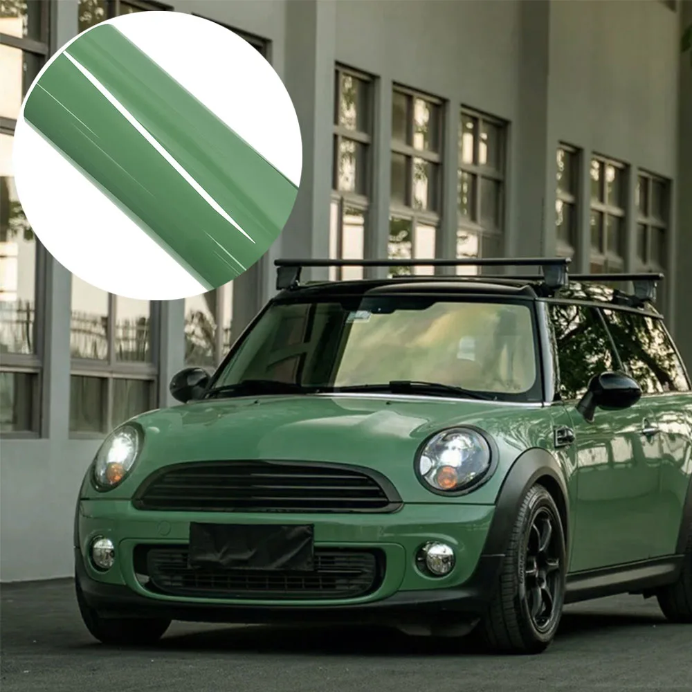 Vinilo Adhesivo Verde Platino para Autos y Motos, Película de PVC para Envolver Carrocerías, Adhesivo sin Burbujas de Aire, Rollo de Vinilo Decorativo PET