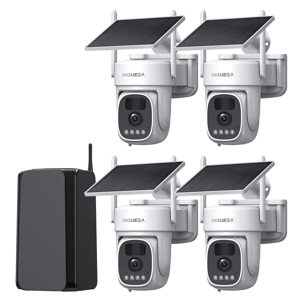 INQMEGA 5MP Wifi Solar Camera Kit Outdoor Wireless Security Surveillance Camera Set Siren Alarm Humanoid Detection Two Way Audio