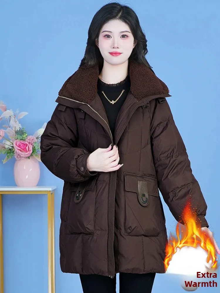 Sli casaco de inverno feminino Thiened algodão para baixo Jaet comprimento médio coreano sle commute faion botão zíper cor pura