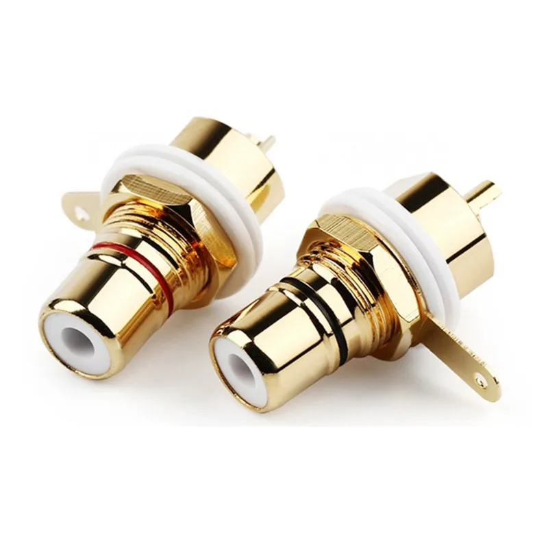 RCA Jack socket Female Socket Chassis Audio Jack Red Black Cycle Solder Plug Conector Chassis CMC Metal Gold Plated