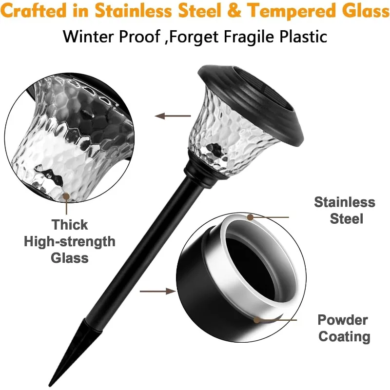 8 أضواء شمسية RGB خارجية، ديكور حديقة متغير الألوان تلقائيًا للفناء/الحمام السباحي/المسار