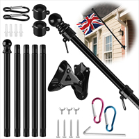 Wall Mounted Flag Pole for House Aluminum Alloy Flag Pole with Bracket Kit for Outside Garden Yard Residential Commerical