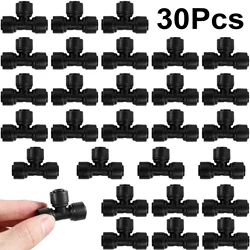 30Pcs 1/4inch Drip Irrigation 3 Way Quick Connect Parts For 1/4 Inch Tubing Garden Watering Hose Garden Water Connector Drip