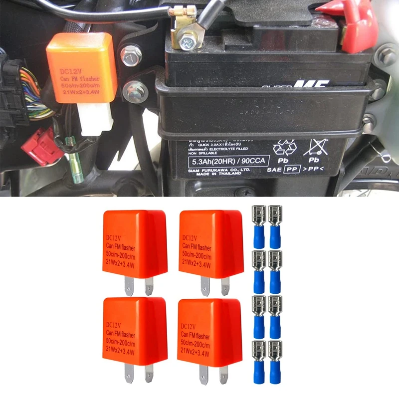 

4 PCS 2 Pin LED Flasher Relay 12V Adjustable Frequency Of Turn Signals Blinker Indicator Relays