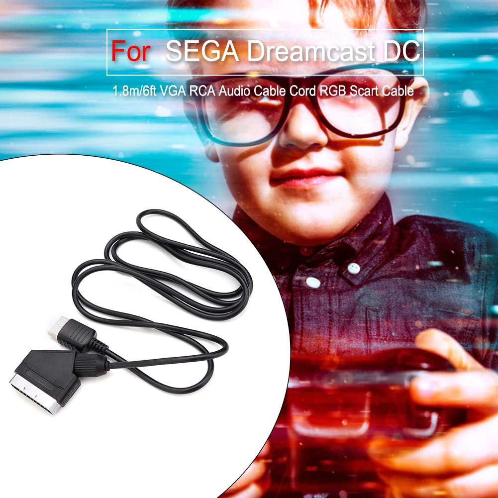 VGA RCA Audio Cable Cord 1.8m/6ft Scart Cable Replacement Image Definition Improvement for  Dreamcast DC view 2