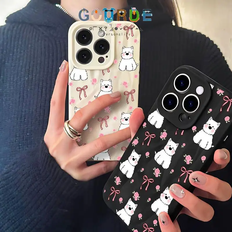 

Gourde Cute Bow Dog Cartoon Patterns Phone Case for Iphone 16 15 14 12 13 11 Pro Max Ip 7 8 Plus Iphon X Xs Xr Xs Max