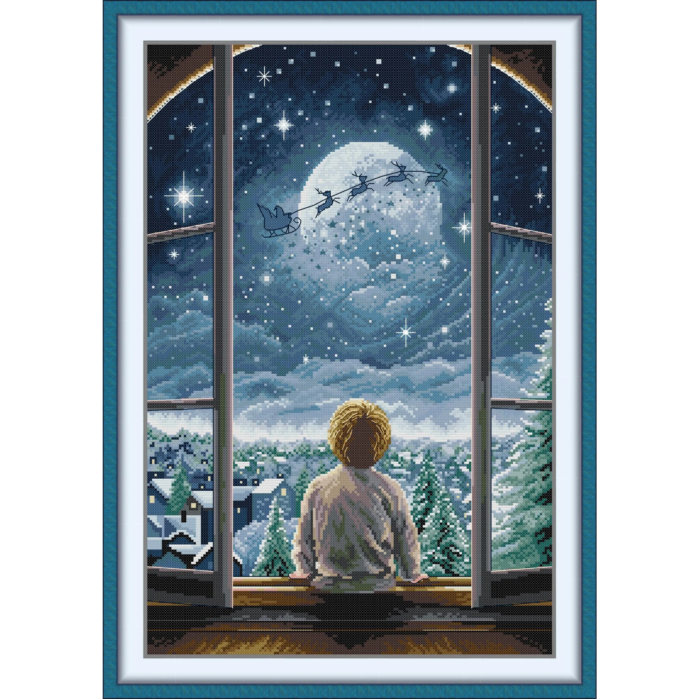 

Joy Sunday Pre-printed Cross Stitch Kit Easy Pattern Aida Stamped Fabric Embroidery Set-Christmas Eve - Boy