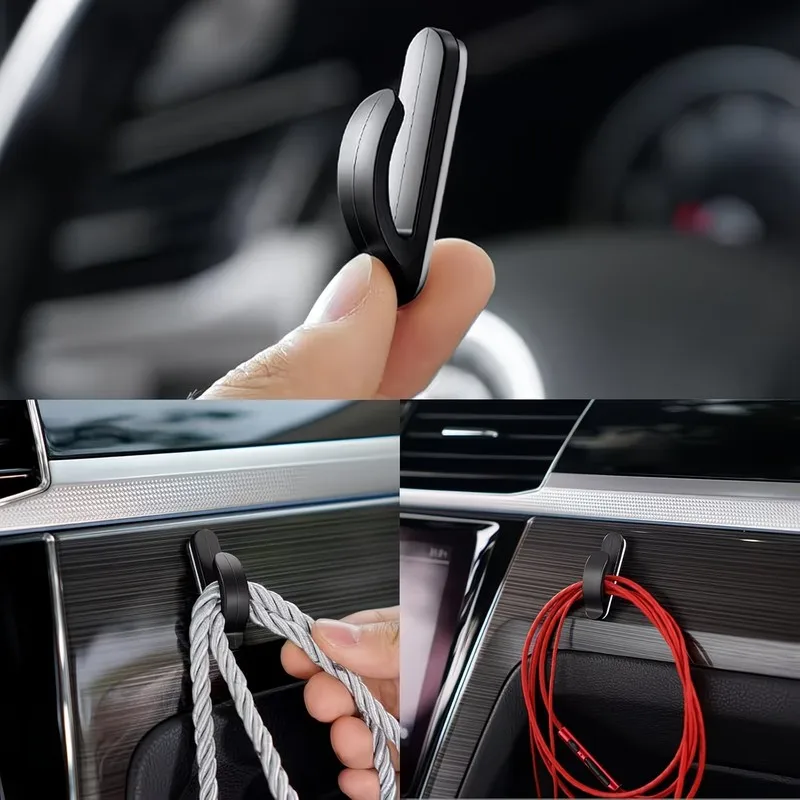24 Pcs Heavy Duty Car Hook Self Adhesive No Drill Easy To Install Non Slip ABS Durable For Car Storage Pack Pack Pcs Very ... view 6