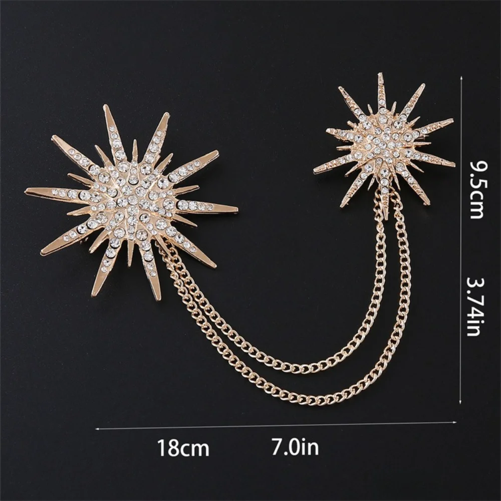 Retro Star Chain Brooch Tassel Star Chain Brooch Personalized Decorative Pin for Suit Dress