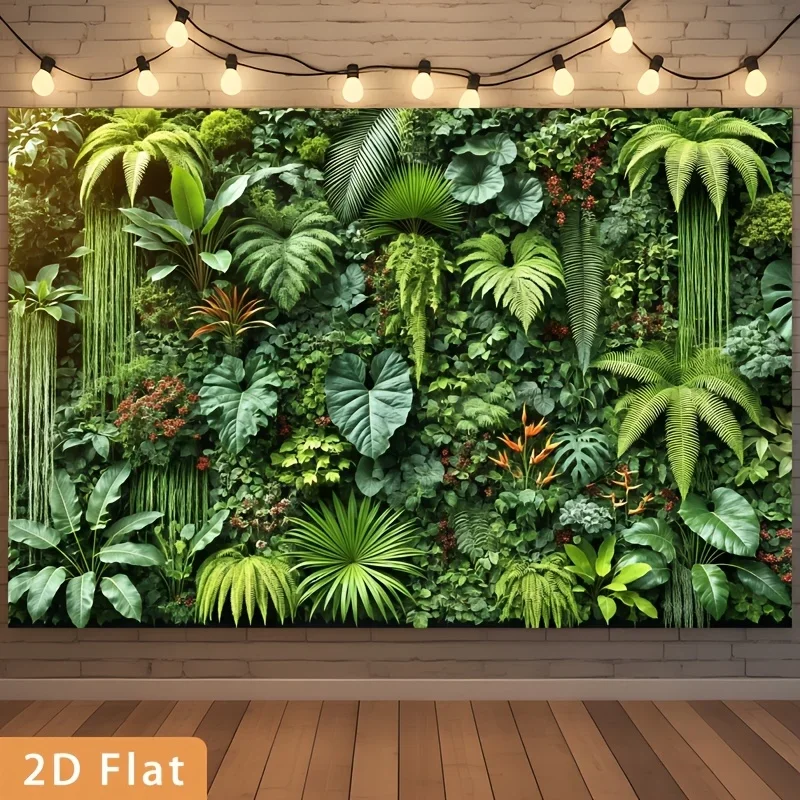 Luxury Tropical Jungle Wall Mural Tapestry Wallpaper Panel Greenery Botanical Leaf Pattern Polyester Indoor Home Decor Accent