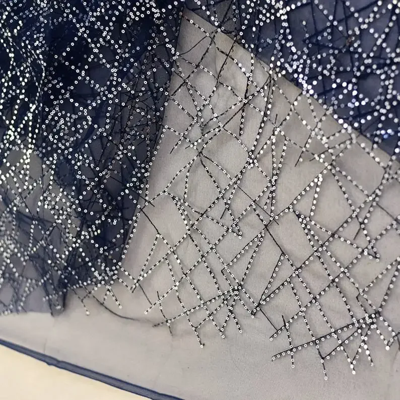 7 colors Grid sequin embroidery lace fabric Geometric patterns tulle fabric For Girl Dress Tutu Dress Wedding Dress Bridal Veil