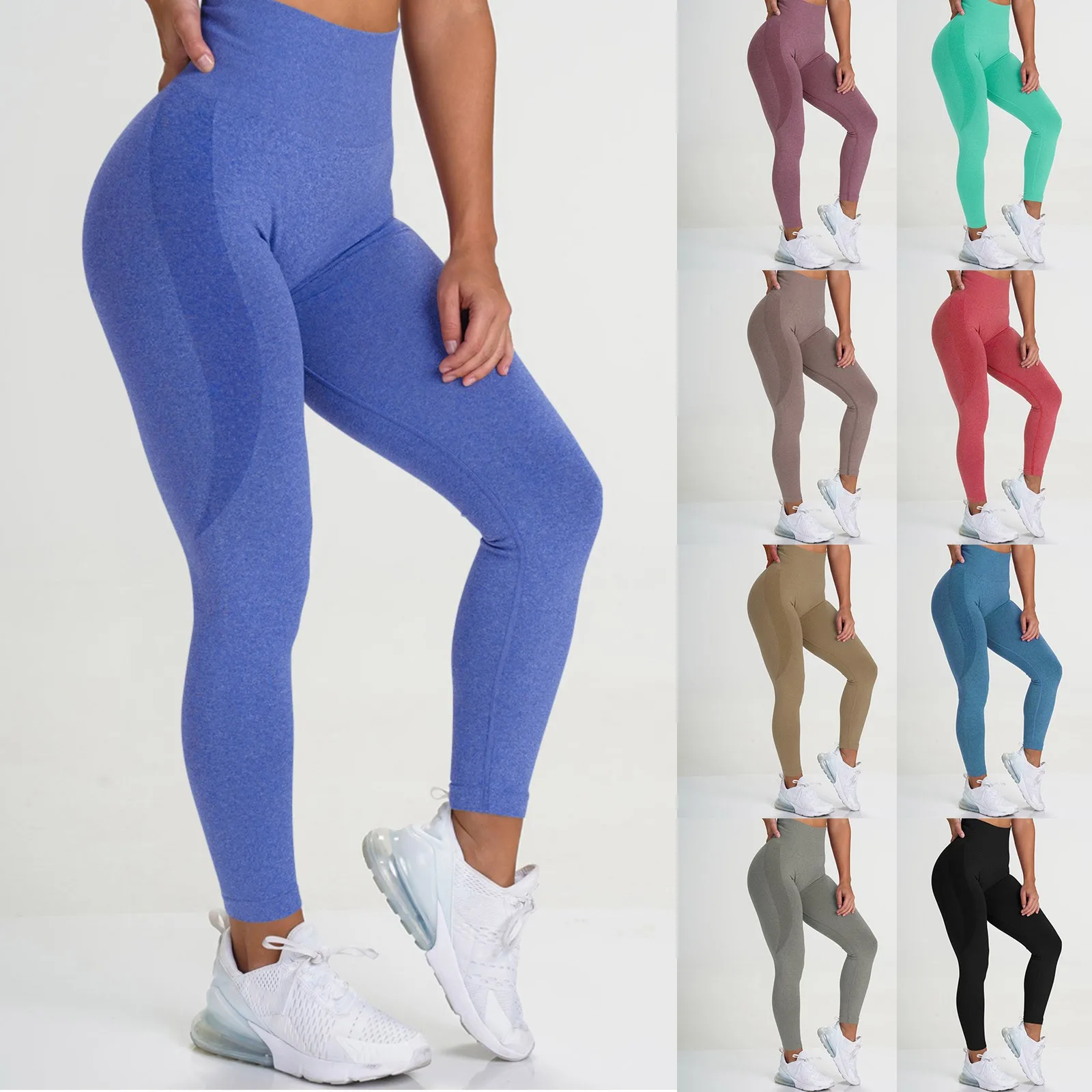 Fitness Women Sport Seamless Leggings High Waist Elastic Solid Yoga Leggings Gym Jogging Quick Dry Push Up Slim Pants Female