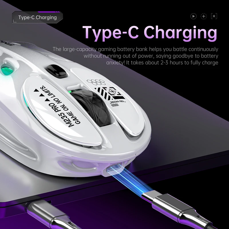 ماوس Xiaomi خفيف الوزن ثلاثي الوضع، ماوس بلوتوث لاسلكي، ماوس ألعاب مضيئة RGB، كمبيوتر لوحي محمول، ماوس عالمي #6