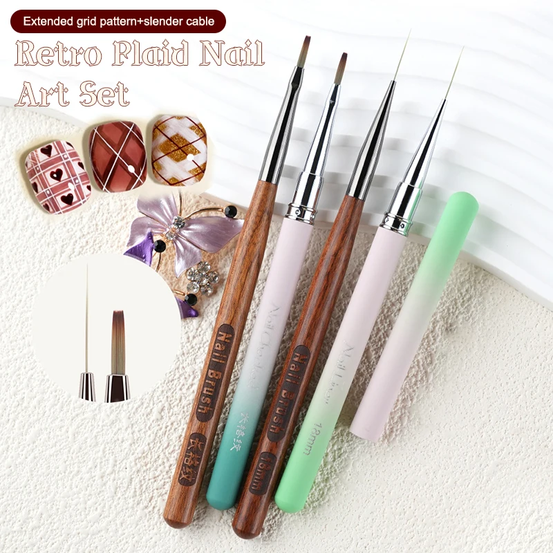

1PCS French Plaid Nail Art Brushes Line Grid Pattern Drawing Pen For DIY UV Gel Extension Painting Supplies