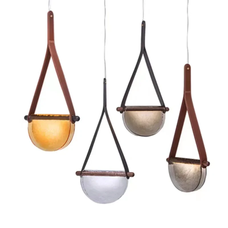 Creative handbag leather glass chandelier personalized restaurant bar designer model light