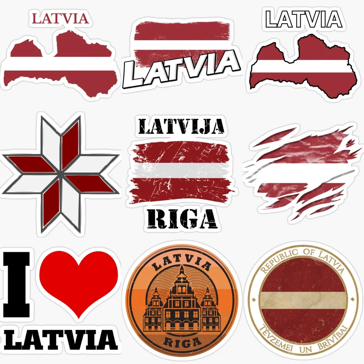 

Latvia Flag Map National Emblem Creative PVC Sticker for Decorate Car Bicycle Van Window Helmet Fridge Wall Decal Accessorie