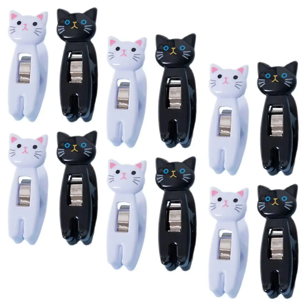 12 Pcs Cute Memo Tiny Note Pants Clothes Trousers Cat Plastic Clips Photo Folder