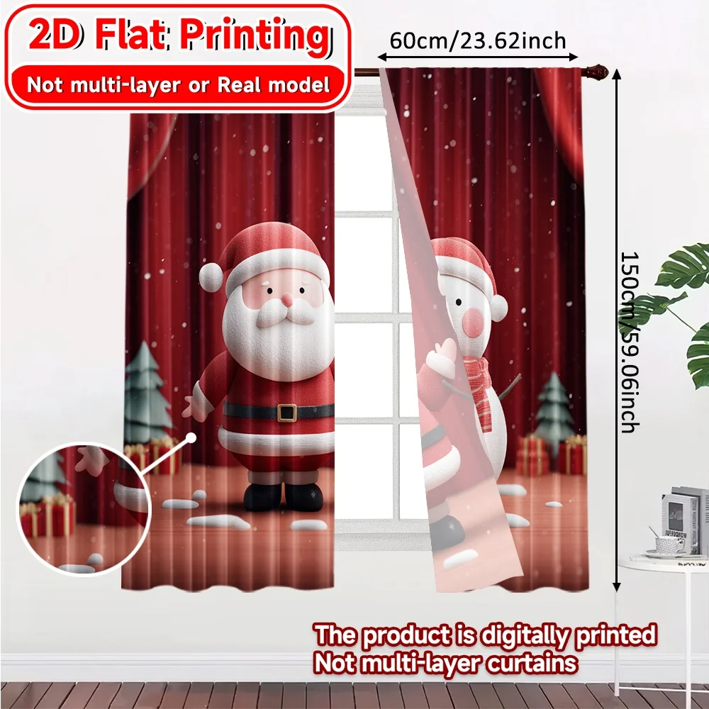 2D Flat Printing,2pcs Holiday Wonderland Modern Modern Curtains Durable Polyester Curtains Decorations For Home Suitable for