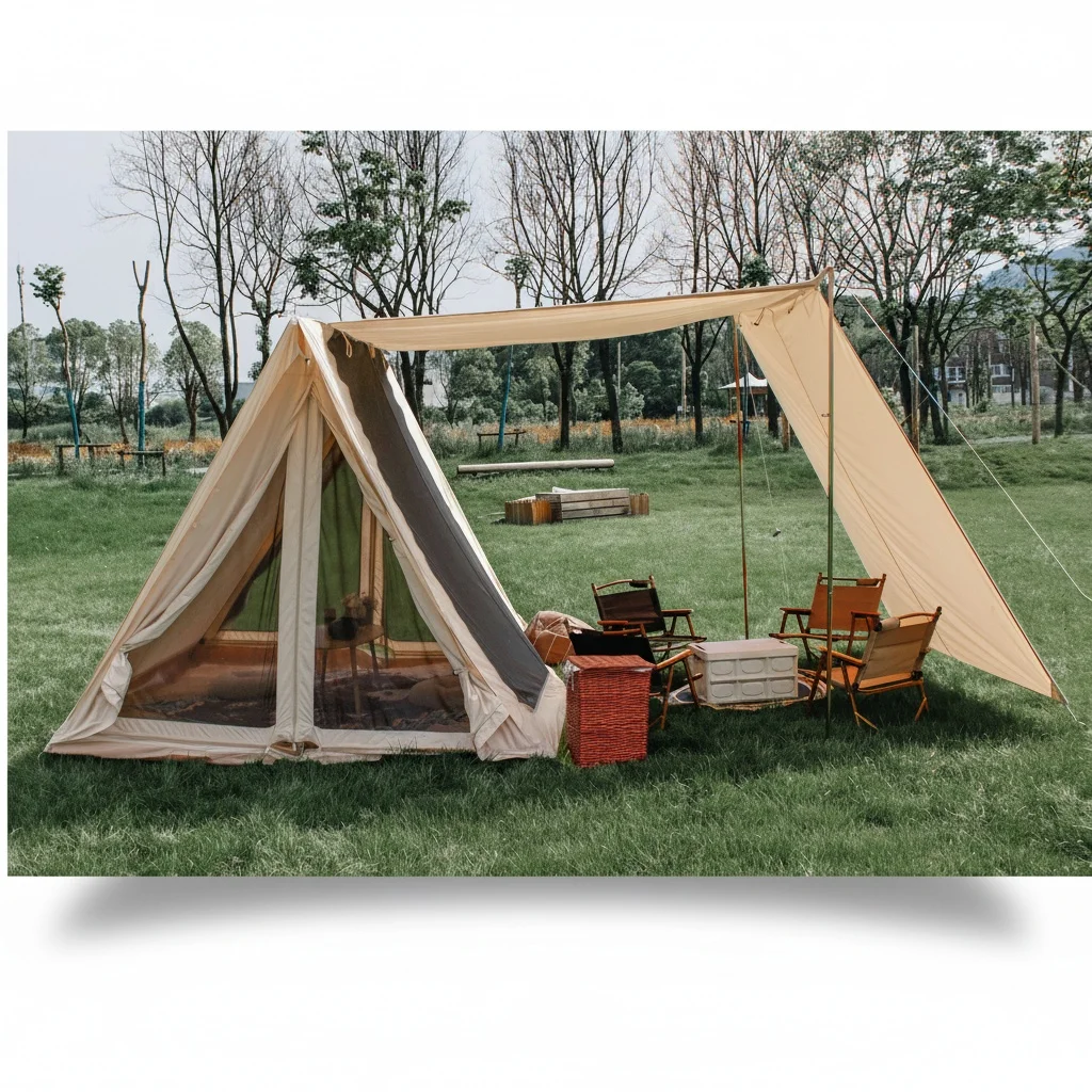 Teepee Camping Tent, 2.5m x 2.5m Polycotton Canvas Pyramid Tent, Heavy Duty 4 Season Waterproof Tipi, 2 Person Glamping Shelter