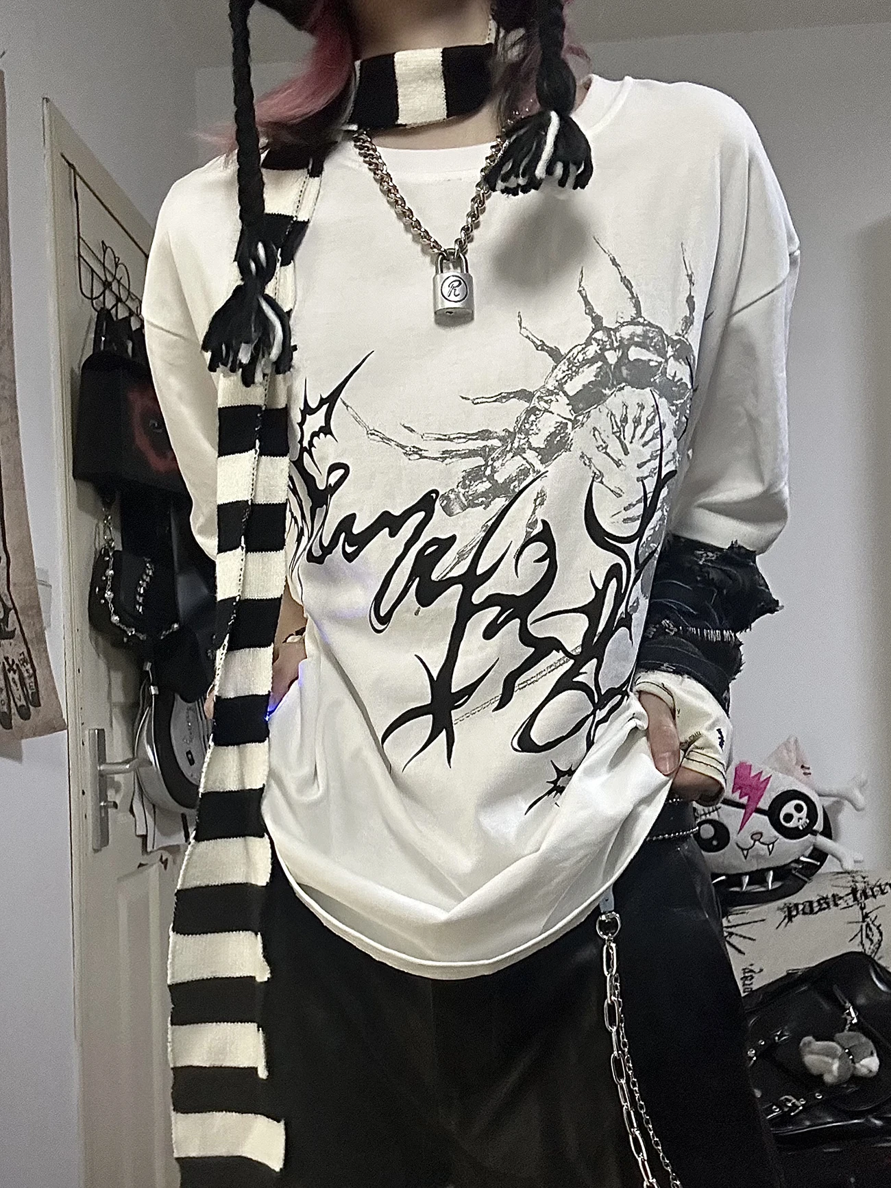 WEODY Original Dark Punk Loose Short Sleeve T-Shirt Couple's Casual Cotton Top Street Style Magic Cartoon Print Unisex Summer