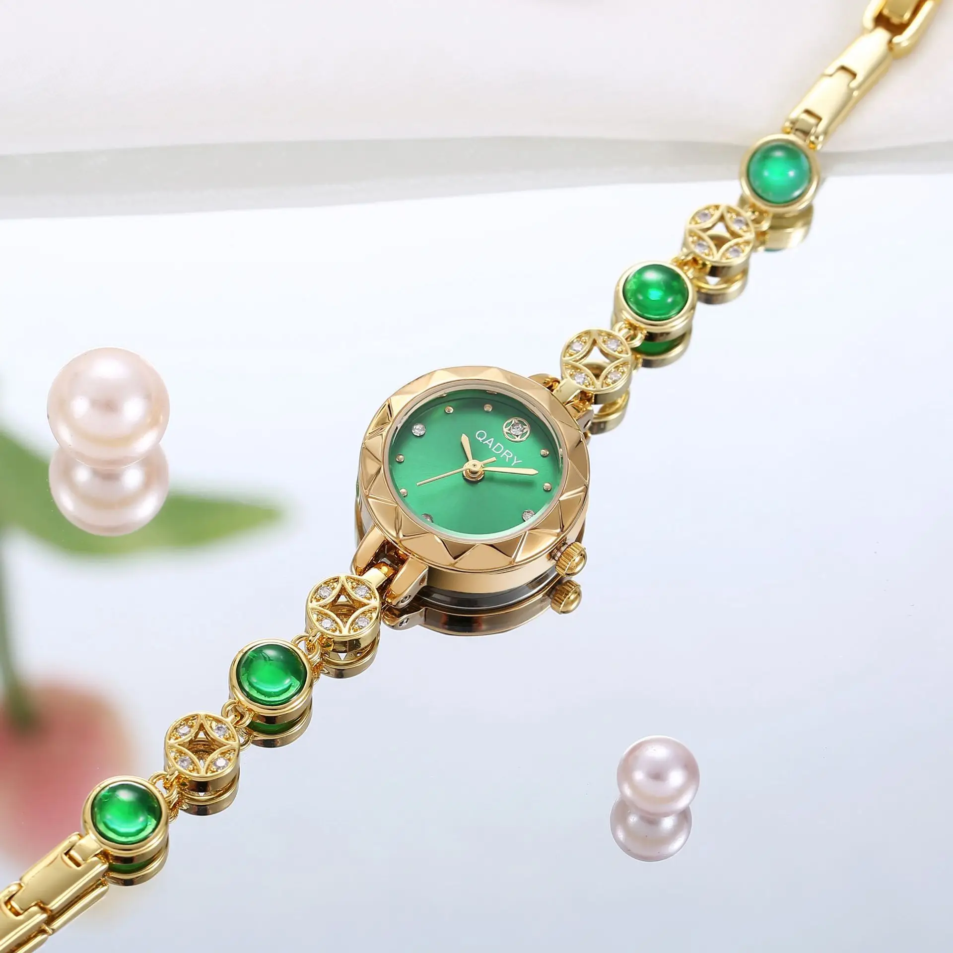 UTHAI-reloj Digital de gama alta para mujer, cronógrafo de pulsera con piedras preciosas de ágata, diamantes romanos, resistente al agua, marca de lujo