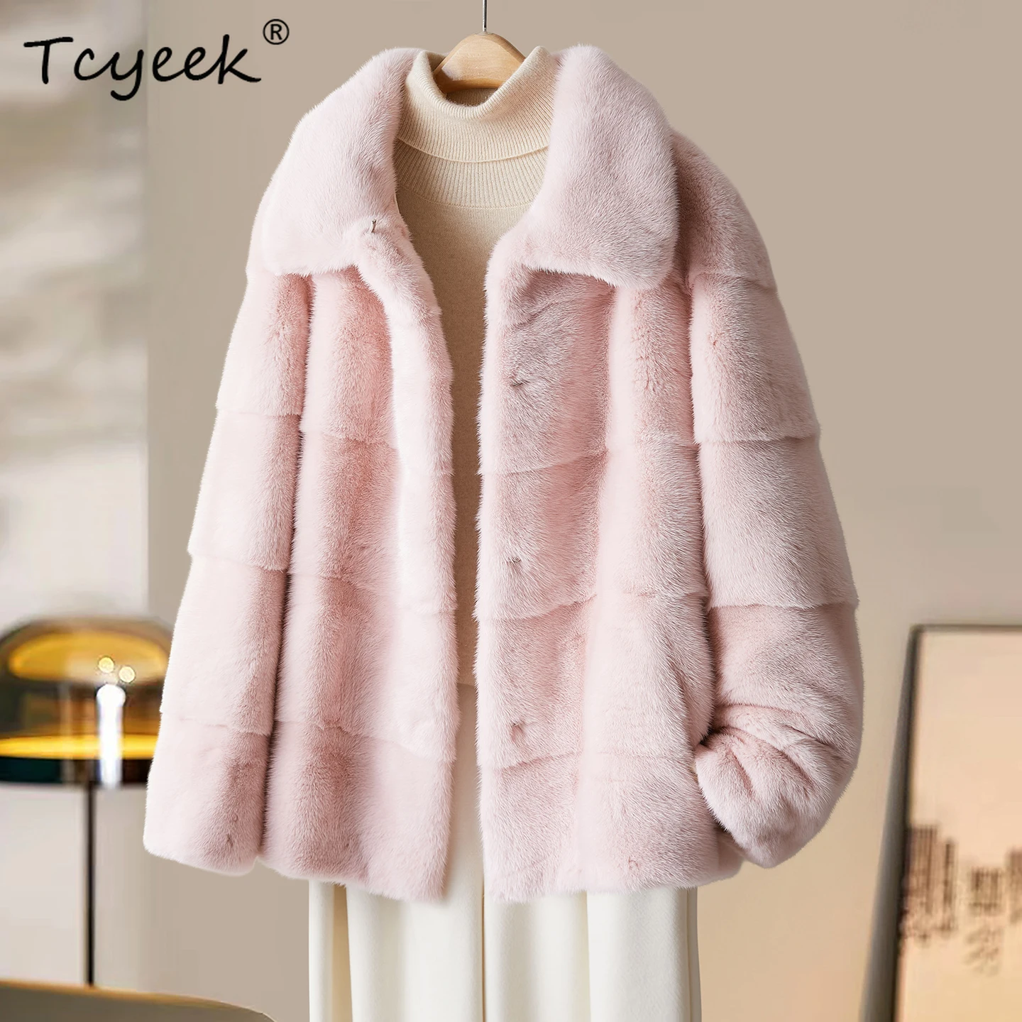 Tcyeek Luxury Natural Fur Coat Women Winter Clothes Warm Whole Mink Womens Coat Real Fur New in Coats Short Style Пальто Женское