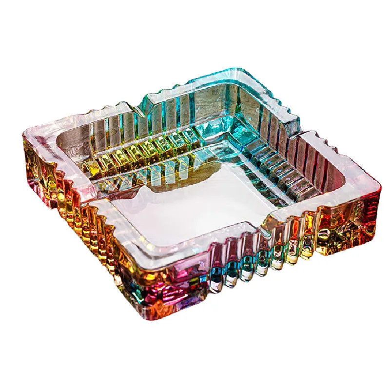 

LH ashtray colorful square striped glass home living room office ashtray