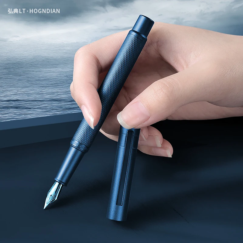

HongDian 1851 Beautiful Blue Forest Fountain Pen Milky Way Pattern Stainless F Nib Business Office Supplies Writing Gifts