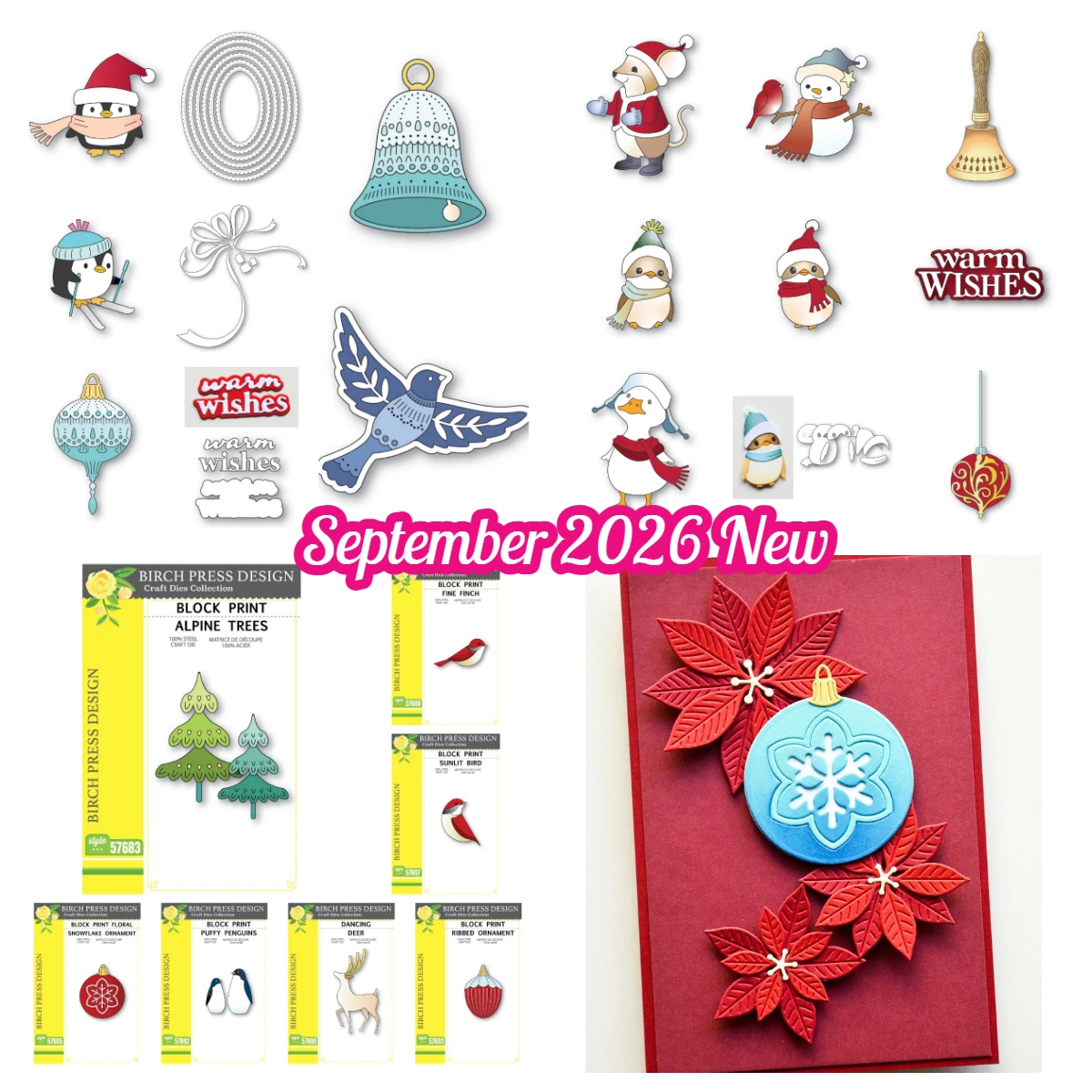 Deer Bird Fine Finch Penguin Gilded Scroll Ornament Mouse Snowman Christmas Metal Dies for DIY Handmade Scrapbook September 2026