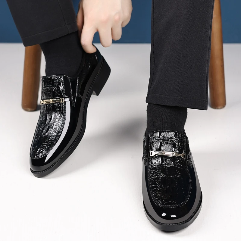 Luxury Men Dress Shoes Crocodile Leather Business Casual Shoes for Men Wedding Party Shoes High Quality Slip on Loafers Big Size - Image 6